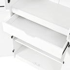 72" Tall Farmhouse Kitchen Pantry Cabinet, Curved Storage Cabinet with 3 Adjustable Shelves, 8 Door Shelves & Hidden Drawer for Kitchen Dining Bathroom (White)