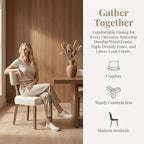 VESCASA Mid Century Modern Dining Chairs Set of 4, Upholstered Linen Dining Room Chairs with Ergonomic Curved Backrest, Solid Wood Legs, Kitchen Accent Chairs for Apartment, Farmhouse & Home, Beige