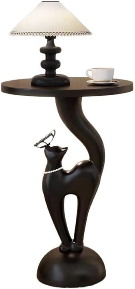 Round Resin Side Table, Cute Animal Accent Table, Small End Table Decorative Sculpture Furniture for Living Room or Bedroom(Red)