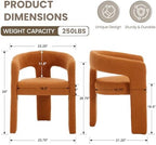 HNY Modern Sherpa Barrel Single Dining Chair, Orange | Upholstered Accent Armchair With 18.5" Wide Seat No Assembly Required For Living Room Bedroom Vanity Small Spaces