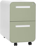 Laura Davidson Furniture Stockpile 2 Drawer Mobile File Cabinet with Lock - Under Desk Metal Filing Cabinet, Legal/Letter File Folders, Wheels and Stationary Feet, Pre-Assembled, Sage Green