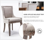 Modern Dining Chairs Set of 2, Fabric Upholstered High Back Chairs with Nailhead Trim and Curved Solid Wood Legs, Sillas de Comedor Accent Chairs for Dining Room, Beige