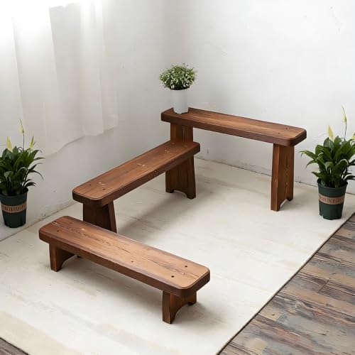 Entryway Bench, Solid Wood Bench, Wooden Shoe Bench for Entryway, Farmhouse End of Bed Bench for Bedroom, Dining Room, Kitchen, Outdoor Garden Seat, Indoor Window Seat, Plant Stand(L24xW7.9xH5.9inch)