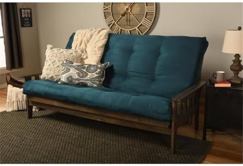Kodiak Tucson Queen Futon Frame and Mattress Set - Wood Futon with Mattress Included in Fabric Mattress (Gray/Walnut)
