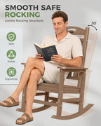 Outdoor Rocking Chair, HDPE Patio Rocking Chair, All Weather,Teak