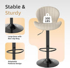 Youhauchair Velvet Fabric Counter Height Bar Stools Set of 3, Beige | Modern, Height Adjustable, Swivel, Armless, Kitchen Island Chairs with Back & Footrest, Soft, Upholstered Dining Room Chair