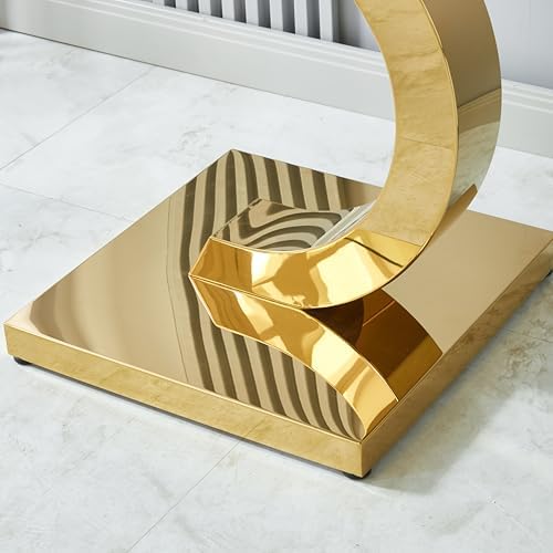 Henf Square Glass End Table Luxury Accent Sofa Side Table, Modern Glass End Tables Nightstand with Tempered Glass Top and Gold Mirrored Stainless Steel Base for Living Room Bedroom
