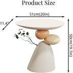 Multifunctional Sofa Side Table, Small Accent Table, Modern Resin End Table, Round Coffee Table for Living Room, Bedroom(Brown)