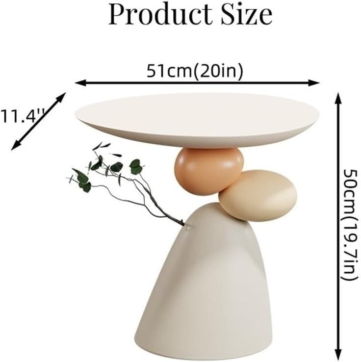 Multifunctional Sofa Side Table, Small Accent Table, Modern Resin End Table, Round Coffee Table for Living Room, Bedroom(Brown)