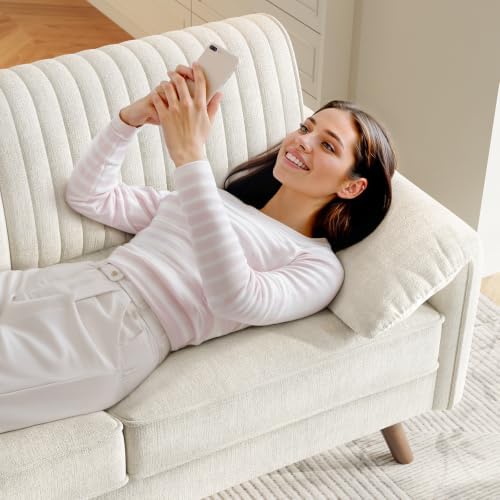 ONBRILL 64.5" Loveseat Sofa, Chenille Loveseat Couch for Living Room, Beige