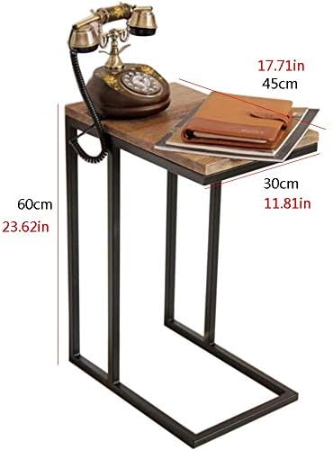 Telephone Table, C-Shaped Side Sofa Snack Table,Telephone Side Table,Solid Wood Computer Coffee Table,Bedside Desk,End Table Living Room Furniture(