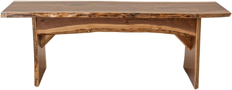Rustic Red Door Co. Live Edge Wood Bench for Dining Table, Entryway, Bedroom, Living Room Accent, Solid Wooden Slab, Rustic Furniture, 4' Long, Walnut Wood with Clear Coat