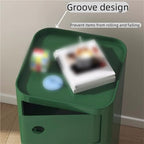 Movable Square Nightstand, Plastic Side Table with Universal Wheels, Multifunctional Side for Bathroom, Office and Living Room(Light-Green,3tiers)