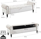 Velvet Storage Bench 67 Inch Upholstered Tufted Ottoman Bench with Arms Large Storage Space King Size End of Bed Benches for Bedroom Living Room Entryway Beige