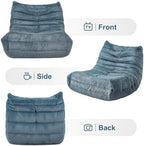 Hobestluk Big Bean Bag Chairs for Adults Fireside BeanBag Couch Togo Sofa | Ergonomic Design,Memory Foam,No Assembly,Faux Fur Fireside Lounge Floor Chair Back Support Bedroom | Bluegrey Plush Single