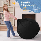 Homguava 2FT Bean Bag Chair,2' Bean Bags with Handle,Small Beanbag Chair | Comfy Beanbag with Memory Foam Filled,Teardrop Bean Bag Sofa with Washable Velvet Cover for Bedroom,Living Room-Jet Black