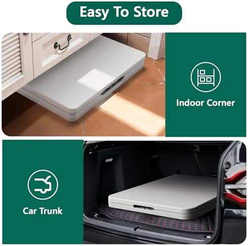 Folding Table 1 Pack, 4FT Folding Table with Adjustable Height, Heavy Duty Plastic Foldable Table Portable, Steel Legs Supports to 300lbs, Suitable for Party, Camping, Events Indoor&Outdoor Use, White
