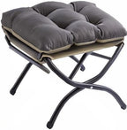 15" Upholstered Folding Foot Rest Stool with Foldable Metal Frame Dark Grey