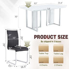 Dining Table Set for 6,63" Faux Marble Dining Room Table Set,High Glossy Dining Tabletop with Sturdy Chrome Leg,White Kitchen Table and Chairs Set for Dining Room,Easy Assemble