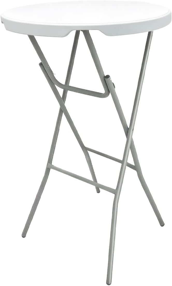 28in Cocktail Table, no Assembly Required, High Top Folding Table | Foldable Portable Plastic Round Bar Height Tables, Indoor Outdoor for Party Banquet Wedding Picnic Dining Camping, White