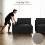 Vesgantti 114" L Shaped Couch, Deep Seat Sectional Sofa, Black | Oversized 3 Seater Modular Couch with Ottoman, Cloud Sofa for Living Room, No Assembly Required, Free Combination, Chenille