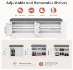 Farmhouse Shoe Storage Bench with 3-in-1 Entryway Storage & Padded Seat | 47.3" Wide Entryway Bench with Adjustable Shelves, Shoe Organizer & Side Storage Rack for Living Room, Bedroom, White