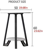 Telephone Table, Round Marble Side Table,Sofa & Console Tables,Telephone Tables,Easy to Assemble,2 Layers(Color:White,Size:19.6819.6823.62in)
