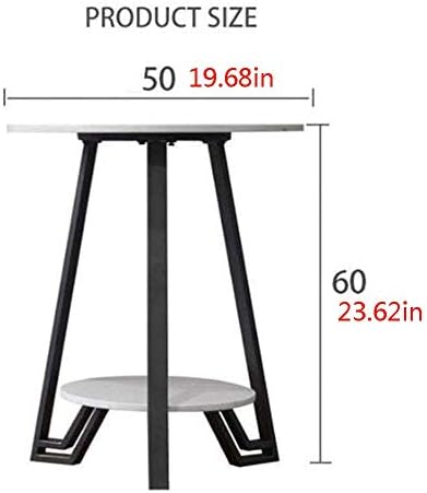 Telephone Table, Round Marble Side Table,Sofa & Console Tables,Telephone Tables,Easy to Assemble,2 Layers(Color:White,Size:19.6819.6823.62in)