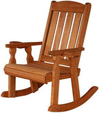 Amish Casual Heavy Duty 600 Lb Mission Pressure Treated Rocking Chair with Cupholders (Cedar Stain)