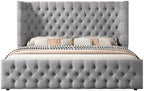 Jocisland King Bed Frame Upholstered Wingback Headboard & Footboard,Grey