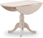 East West Furniture DMT-ABC-TP Dublin Kitchen Dining Table - a Round Wooden Table Top with Dropleaf & Pedestal Base, 42x42 Inch, Wirebrushed Buttercream | Kitchen