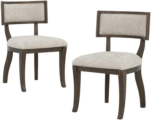 Madison Park Signature Solid Wood Upholstered Dining Chairs Set of 2, Modern Dining Chair with Open Split-Back Design, Curved Padded Backrest, for Dining Room, Living Room
