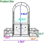Metal Garden Arbor Arch with Gate and Plant Box Climbing Plants Outdoor Plant Support Rose 86.6''H Arch Outdoor Lawn Wedding Party Events Archway, Black