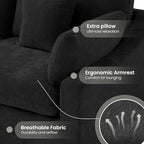 Cloud Couch for LivingRoom,190" U Shaped Modular Sectional Couch with Storage Ottoman,Down Filled 9 Seater Convertible Sleeper Sofa Bed Oversized Furniture,Black