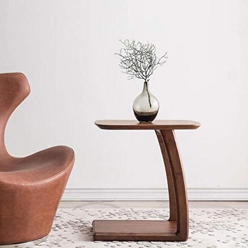 Telephone Table, All Solid Wood Side Table/Telephone Tables,C Sofa Side Table,Removable End Tables Living Room,White/Wood(Color:Walnut,Size:20.4714.1722.44in)