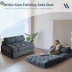 MAXYOYO Folding Sofa Bed, Convertible Chair Bed with Pillow | Foldable Couch with Back Support, Portable Fold Out Chair Comfy Floor Sofa for Living Room Bedroom, Dark Grey, Double