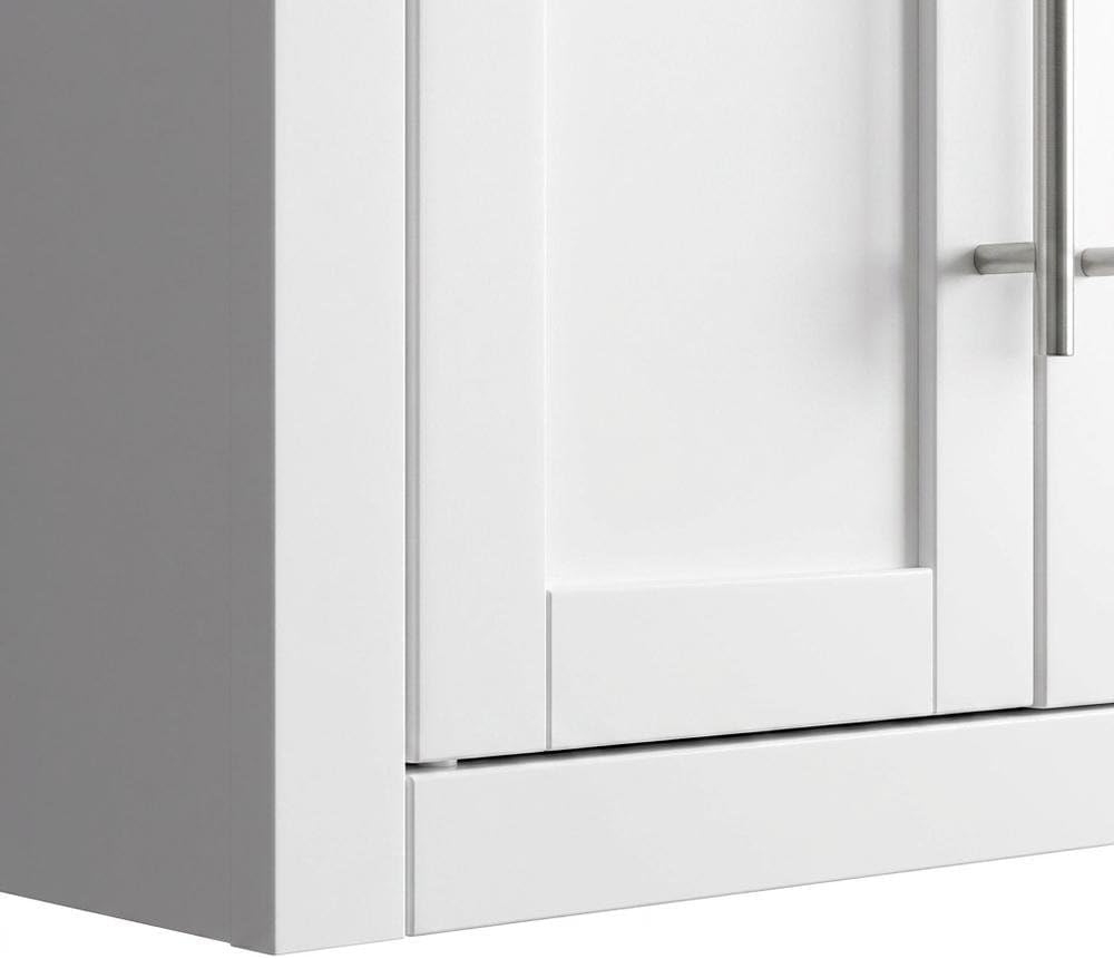 Furnifact White 3-Piece Wall Kitchen Cabinet Set, MDF Birch Veneer, Floating Mounted Kitchen Storage, Wide Pantry Wall Organizer