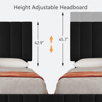 Garvee Full Size Bed Frame, Linen Bed Frame with 4 Storage Drawers, Black