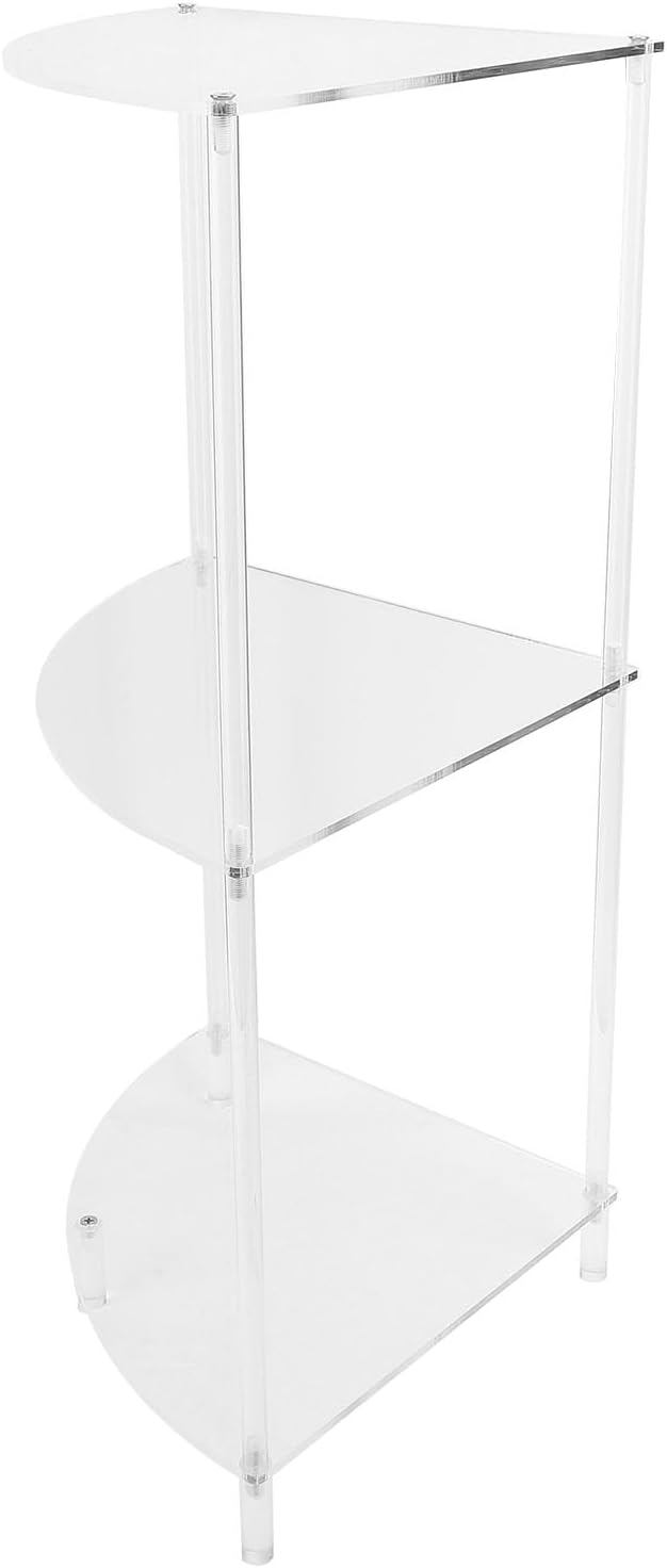 Corner Shelf, 3 Tier Acrylic Corner Side Table, 25.6 inch Standing Triangle End Table, Modern Home Display and Storage Shelf, Small Bedside Tables for Bedroom, Living Room,