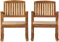 Christopher Knight Home Selma Acacia Rocking Chairs with Cushions, 2-Pcs Set, Teak Finish