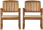 Christopher Knight Home Selma Acacia Rocking Chairs with Cushions, 2-Pcs Set, Teak Finish