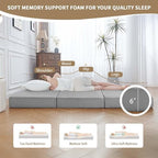 CYMULA Folding Mattress Full Size, 6 inch Memory Foam Tri Portable Murphy Bed and Futon, Full Topper with Breathable & Washable Cover, Foldable Floor Mattress for RV,Guest Beds,Grey,52"×73"×6"