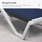 PURPLE LEAF Lounge Chair Outdoor Set of 2 w/Armrest for Poolside Navy Blue | Quick & Easy Assembly, Quick-dry Mesh Keeps You Cool, UV-proof Weave Keeps Color Vivid, Rustproof Frame Lasts Years