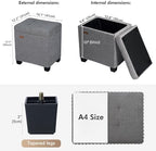 ABHENG Steel Frame Small Ottoman with Storage Footrest Gray UASND70G | 12.2" D x 16.1" W x 17.7" H, Hold 660 lbs, 48L Storage Capacity, Breathable Chenille, Removable Lid, for Dorm Living Room