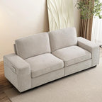 TEKAMON 73" Loveseat Sofa with Seat Storage, 2-Seater Modular Sofa Couch for Living Room, Chenille Fabric, Solid Wood Frame, Spring Cushions, USB Charging, Removable Covers, Side Pockets, Beige