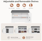 Farmhouse Shoe Storage Bench with 3-in-1 Entryway Storage & Padded Seat | 27.8" Wide Entryway Bench with Adjustable Shelves, Shoe Organizer & Side Storage Rack for Living Room, Bedroom, White