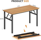 DlandHome 47 Inch Folding Computer Desk, Fully Assembled, Teak Black