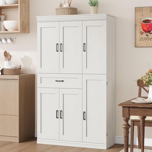 Garvee 70" Tall Kitchen Pantry Storage Cabinet,Modern Kitchen Hutch Cabinet | with Doors and Shelves, Freestanding Food Pantry with Large Storage Drawer for Dining Room and Household Organization