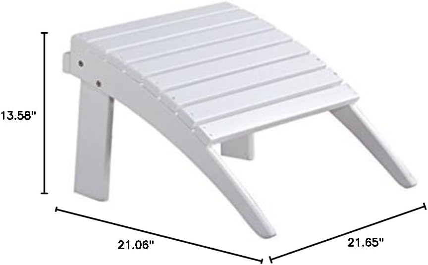 Hawthorne Collections Transitional Outdoor Ottoman, 21.66" W x 21.06" D x 13.78" H, Solid Wood and Acacia, White Finish, Sturdy Patio Furniture Footrest, Complement to Adirondack or Outdoor Seating