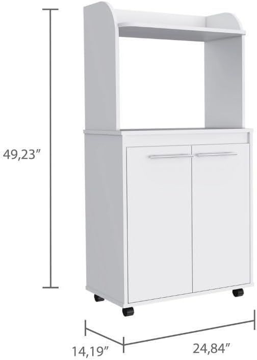 lapday Kitchen Storage with 1 Shelf & 2 Doors,Caster Wheels,for Living Room,Dining Room(White,14.19"×24.84"×49.23").
